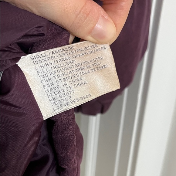 Worthington Plum Fox Fur Trim Hooded Winter Puffer Jacket - Size Medium - Picture 14 of 16